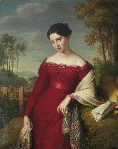 "Portrait of a young lady" (1824) by Eduard Friedrich Leybold (German painter, 1798-1879).