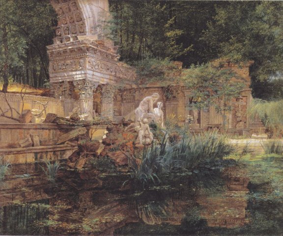 The Roman Ruins in Schoenbrunn (1832). Ferdinand Georg Waldmüller (Austrian, 1793-1865).