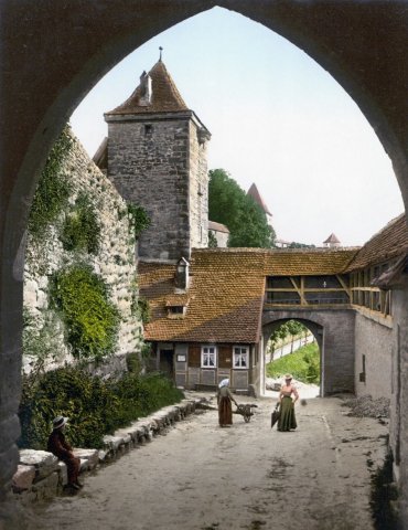 ?? A gateway in the town of Rothenburg, Germany, c. 1900, photochrome
