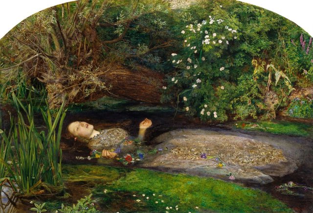 Ophelia, 1852. John Everett Millais (English, 1829-1896).