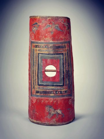 Roman 3rd century CE shield is the only known surviving example from the ancient world. Discovered in the 1930s at Dura-Europos, Syria