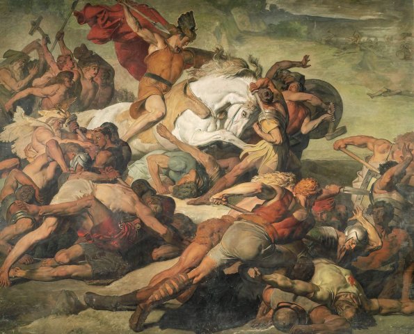 The Victorious Advancing Hermann (Arminius) at the Battle of the Teutoburg Forest in 9 AD (1873). Peter Janssen (German, 1844-1908).
