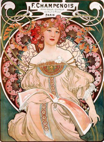 F. Champenois Imprimeur-Editeur, 1897. Alfons Mucha (Czech, 1860-1939).