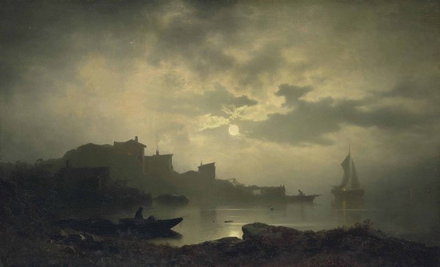 Moonlit Bay. Sophus Jacobsen (Norwegian, 1833-1912).