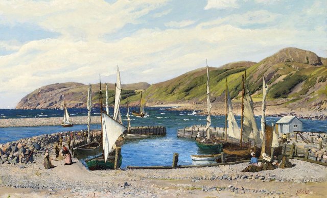 "Fishing village in Sweden" by Sigvard Hansen - 1885.