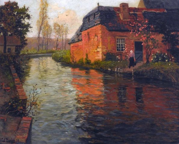 View of the La Varenne River (1892). Frits Thaulow (Norwegian, 1847-1906).