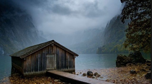 A Boathouse - Lake Obersee, Germany.