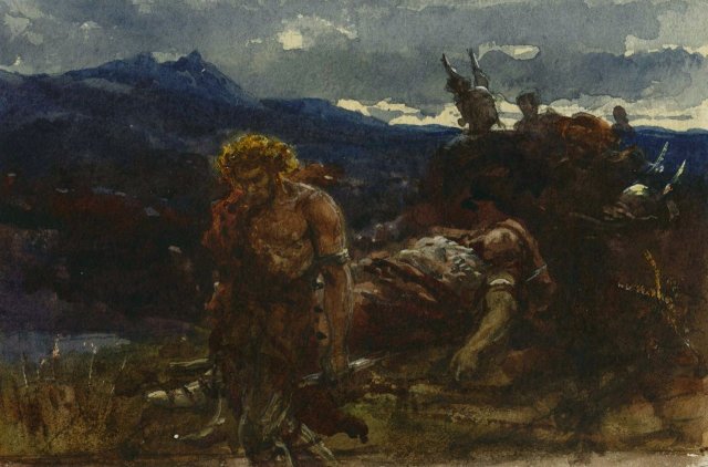 The Wounded Viking. Frank Dicksee
(English, 1853-1928).