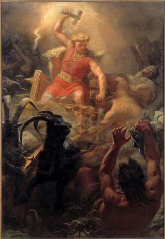 Thor's Fight with the Giants, by Swedish artist Mårten Eskil Winge, 1872.