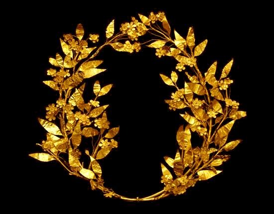 Gold Myrtle Wreath from Corinth. C. 4th-3rd Century BC.