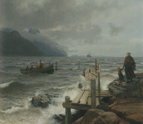__Fresh breeze off the Norwegian coast__ by Norwegian romanticist painter Hans Fredrik Gude