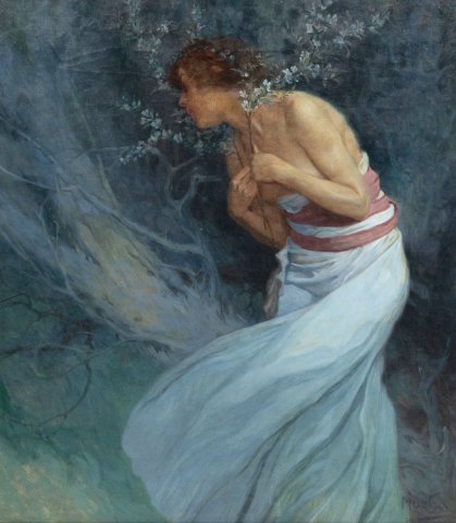 Woman with Flowering Branches (1920). Alphonse Mucha (Czech, 1860-1939).