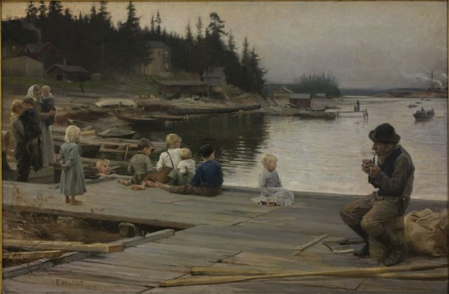 Summer Evening at Hammar's Repair Yard, 1885. Albert Gustaf Aristides Edelfel (Finnish, 1854-1905).