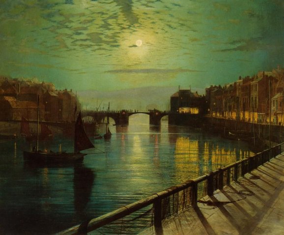 Whitby Harbor by Moonlight. John Atkinson Grimshaw (English, 1836-1893).
One of the Kings of moonlight.