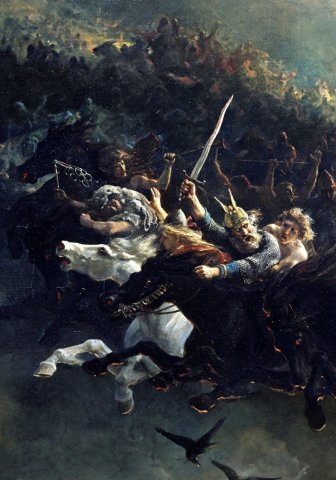 Details of The Wild Hunt of Odin, 1872. Peter Nicolai Arbo (Norwegian, 1831-1892).