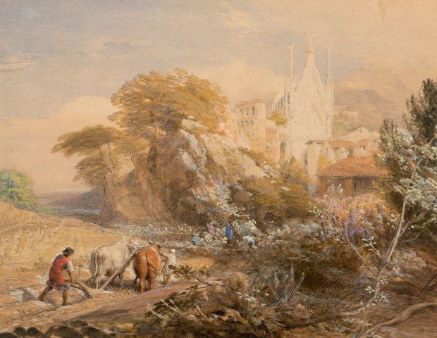 Harvest Field Near Tivoli (c. mid-1840s). Samuel Palmer (British, 1805-1881).