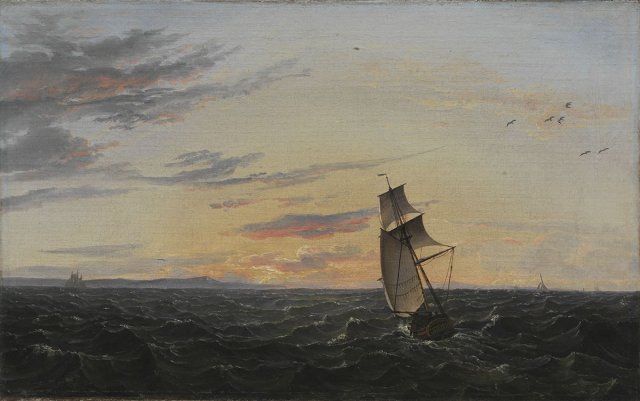 The Coast of the Island of Rügen in Evening Light After a Stormy Day, 1818. Johan Christian Dahl (Norwegian, 1788-1857).