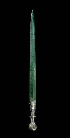 Celtic Silver Mounted Lapis Lazuli Studded Bronze Sword from 6th Century BC.