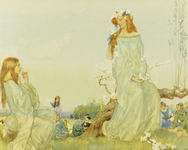 Queen Guinevere’s Maying, from Le Morte D'Arthur by W. Russell Flint (1910-11)