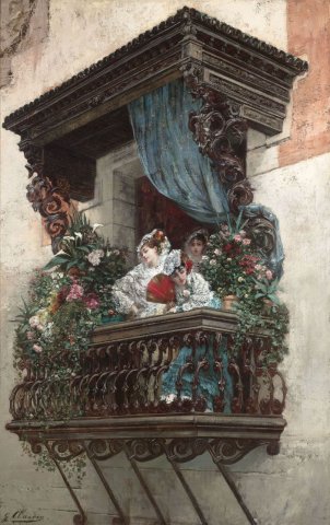 Spanish Women on Balcony. Georges Jules Victor Clairin (French, 1843-1919).