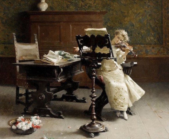 The Violinist. Paolo Giovanni Bedini (Italian, 1844-1924).