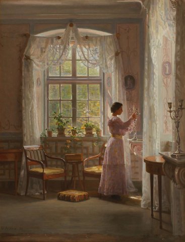 Interior From the Manor of Liselund (1903). Georg Achen (Danish, 1860-1912).