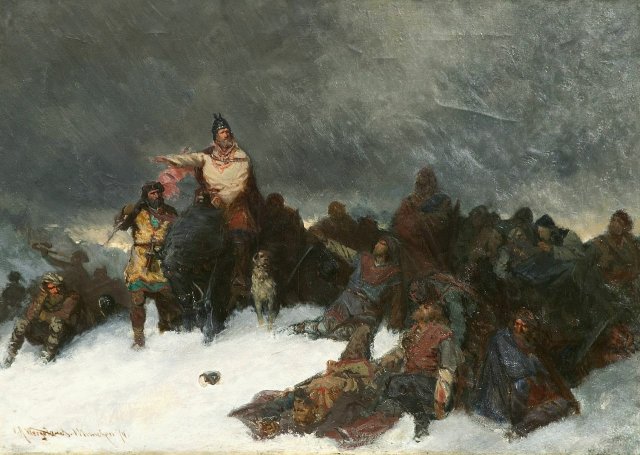 Oscar Wergeland ??
"Sverres tog over Vossefjellene", 1874