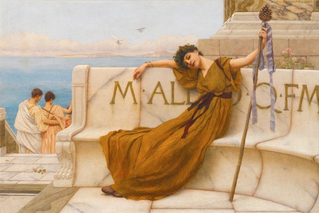 A Priestess of Bacchus (1890). John William Godward (English, 1861-1922).