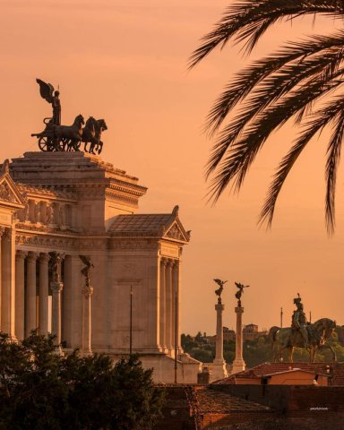 Monument of Victor Emmanuel II at sunrise, Rome, Italy