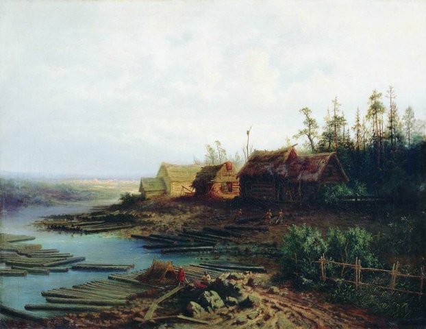 Rafts, 1868. Aleksey Savrasov (Russian, 1830-1897).