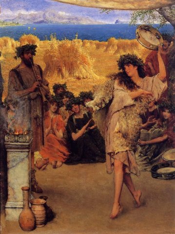 A Harvest Festival (A Dancing Bacchante at Harvest Time) (1880). Lawrence Alma-Tadema (Dutch, 1836-1912).