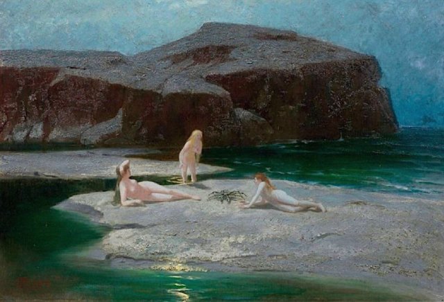 Moonlight At the Sea. Hendrich Hermann (German, 1854-1931).