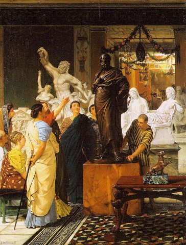A Sculpture Gallery in Rome at the Time of Agrippa (1867).
Sir Lawrence Alma-Tadema (Dutch, 1836-1912).