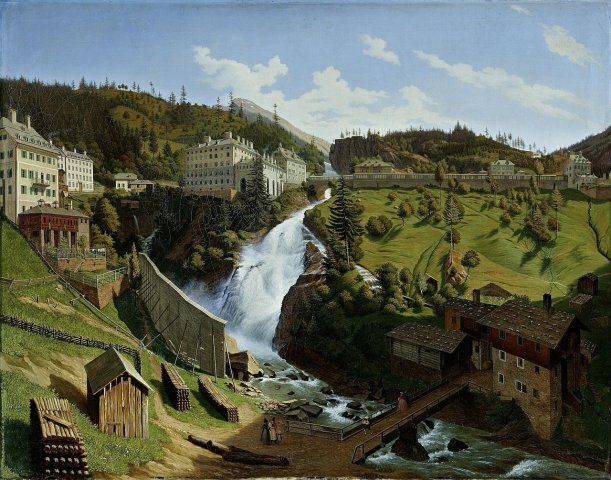 The Wildbad Gastein with its Waterfall, Austria, c. 1844. Hubert Sattler (Austrian, 1817-1904).
