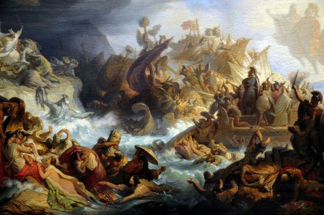 "Battle of Salamis" (1868) by Wilhelm von Kaulbach (1805-1874).