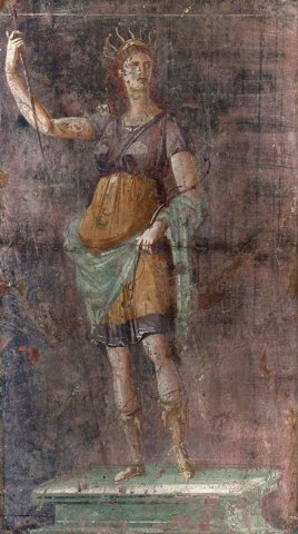 The goddess Artemis. Wall painting from the Casa della Danzatrice, Pompeii.