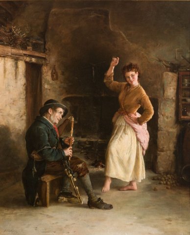The Irish Piper (1874). (Attributed to) William Oliver Williams (Irish, 1823-1901).