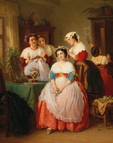 The Wedding Morning. Konstantin Johannes Franz Cretius (German, 1814-1901).