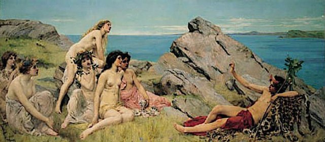 Bacchus and the Choir of Nymphs, 1888. John Reinhard Weguelin (English, 1849-1927).