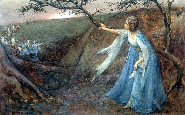Titania Welcoming Her Fairy Bretheren. Henry Meynell Rheam (English, 1859-1920).