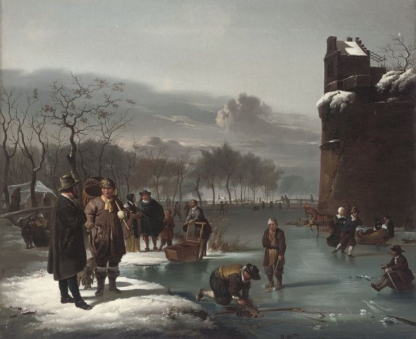 Amusement on the Ice (1669). Adriaen van de Velde (Dutch, 1636-1672).