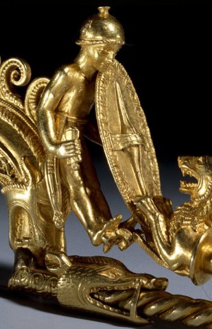 Celtic Warrior Represented in the Braganza Brooch, Hellenistic art, 250–200 BC.