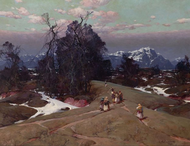 A Path through the Winter Mountain Landscape, 1930. Stepan Fedorovich Kolesnikov (Russian, 1879-1955).