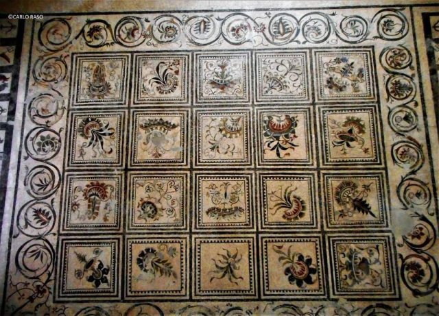 Roman mosaic floor depicting various flowers and plants. 1st century, AD.