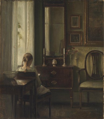 Interior with a Girl Reading, 1903. Carl Holsøe (Danish, 1863-1935).