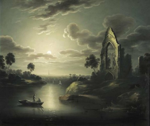 Moonlit Ruins. Sebastian Pether (English, 1790-1844).