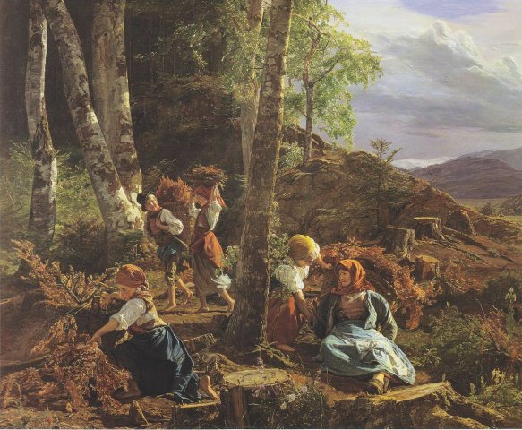 Rushwood Collectors in the Wienerwald, 1855. Ferdinand Georg Waldmüller (Austrian, 1793-1865).