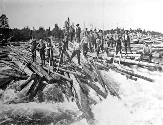 Log driving, 1910s, Sweden.