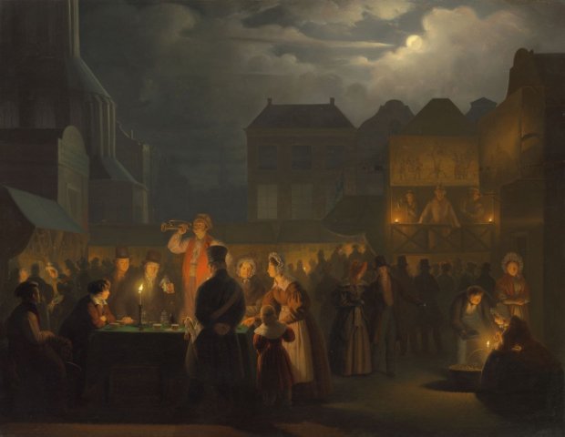 At the Fair (c. 1840). Petrus van Schendel (Dutch, 1806-1870).