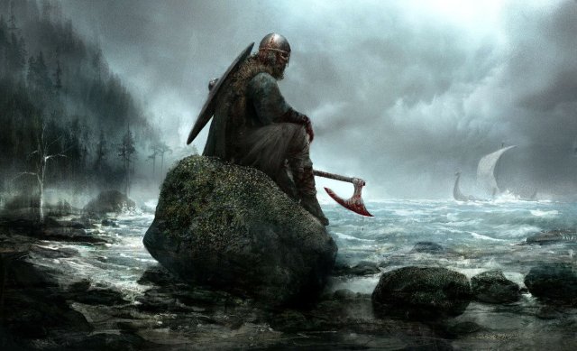 Resting His Axe. Seb McKinnon (Contemporary Scottish-Canadian artist).